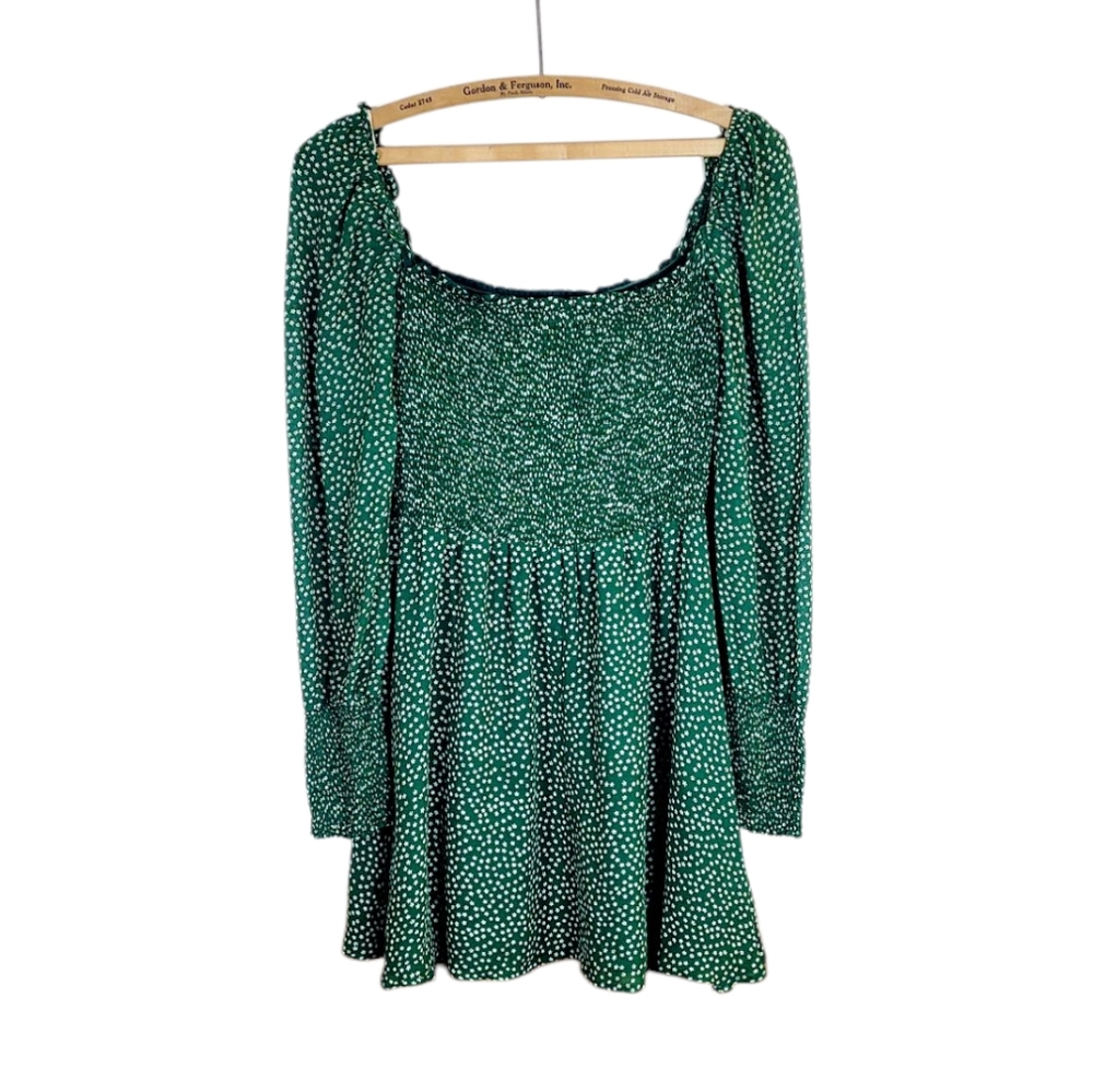 REFORMATION Wyoming Kelli Green White Floral Smocked Micro Mini Dress Small - Picture 6 of 14